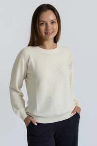 Knitwear: Ivory Textured Cotton Knit