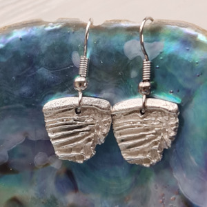 Earring: Shell Drop Earrings - Cast Sterling Silver