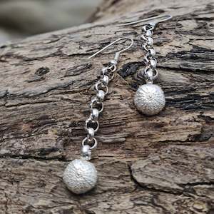 Earrings: Kina Chain Earrings - Sterling Silver