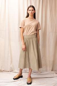 Artisan Handwoven Cotton: Cas Skirt | Moss Stripe