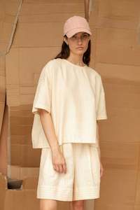 Artisan Handwoven Cotton: Joy Top | Natural Stripe