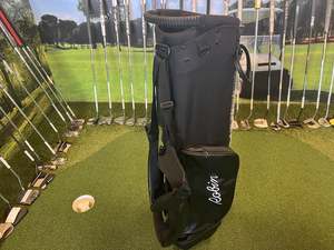 Golf Bags: *New* Robin Black Leather Pockets 4-Way Stand Bag