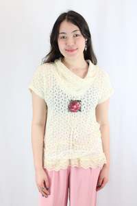 Color Cream: Lace - Knit Patchwork Top