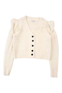 Color Cream: Wynn Hamlyn - Cropped Cut-Out Cardigan