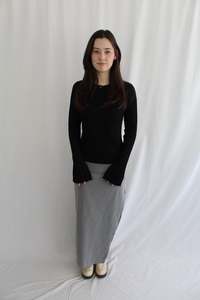 Remain - Pinstripe Raw Trim Skirt