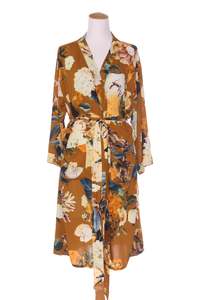 25 Off Sale: BIELLA ITLAY - Ochre floral print duster/house coat! 10-16