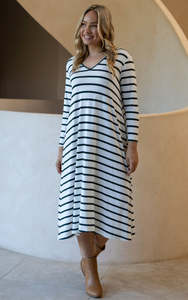 50 Off Sale: PQ (BN) "Pistachio stripe" L/S tee dress! 16-24