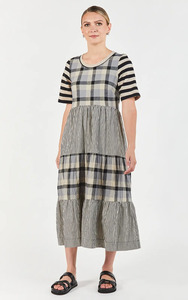 OBI "Monochrome tier" check stripe dress! 12