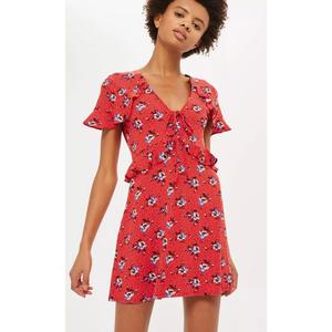 TOPSHOP "Red spot floral tes" dress! 12-14