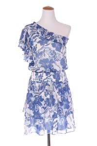 50 Off Sale: AUGUSTINE - Blue gold floral print shirred waist dress! 8-10