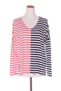 Clearance: ELM - Pink + navy stripe cotton L/S tee! 10-12