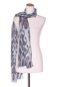 Clearance: Ikat print raw silk scarf