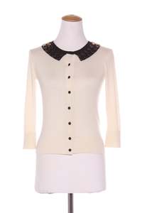 KATE SYLVESTER - Silk + cashmere embellished cardi! 6-8
