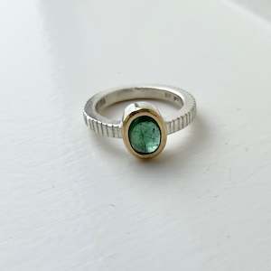 John Z Robinson Jewellery: Silver 18ct Gold Tourmaline Ring