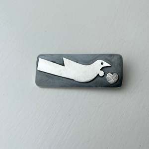 Silver & platinum Tui Brooch