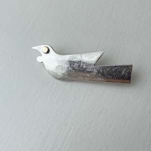 Silver 9ct Gold Tui Brooch