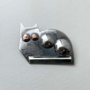 Silver Shibuichu Cat Brooch