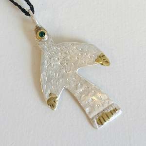 Flying Bird Pendant with Emerald Eye
