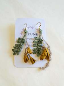 Yoko Imai: Hand crocheted Kowhai earrings