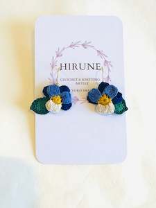 Hand crocheted Pansy earrings