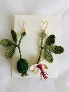 Yoko Imai: Hand crocheted feijoa earrings