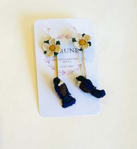 Hand crocheted Tui & Berry Flower earrings