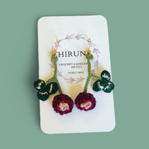 Yoko Imai: Hand crocheted peony bud earrings