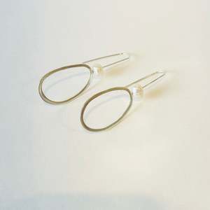 Freshwater Pearl & Silver Square Earrings