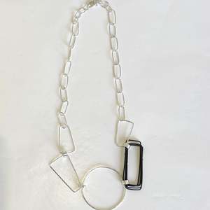 Black White Exhibition: Silver Necklace with black pieces