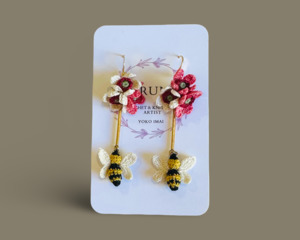Yoko Imai: Hand crocheted Manuka & Bee earrings