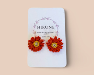 Yoko Imai: Hand crocheted Gerbera earrings