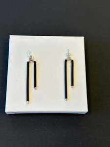 Black White Exhibition: Silver & Rubber Prong Earrings