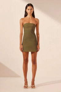 Shona Joy: SHONA JOY Lani Strapless Mini Dress - Army Green