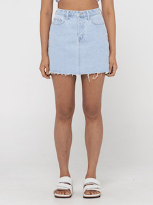 RUSTY Celeste High Rise Denim Skirt - Sky Blue Heather