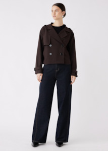 Esmaee: ESMAEE Avenue Cropped Trench - Chocolate