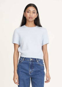 Huffer: HUFFER Kenzie Crop Knit Tee - Ice Blue