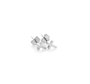 STOLEN GIRLFRIENDS CLUB Tiny Stolen Cross Earrings - Silver