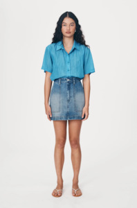 Rowie: ROWIE Georgia Denim Mini Skirt - Classic Wash