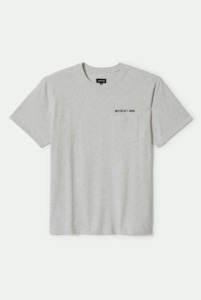 Brixton: BRIXTON Emblem Heavy Weight Pocket Tee - Heather Grey Ash