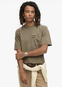 SUPERDRY Contrast Stitch Pocket Logo T-Shirt - Washed Morel Brown