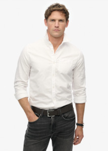 SUPERDRY Cotton Long Sleeve Oxford Shirt - Optic