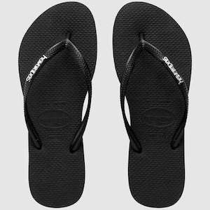 Havaianas: HAVAIANAS Slim Logo Metallic - Black/Silver