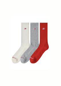 NEW BALANCE Patch Logo Ankle Sock 3 Pack - Red/Multi