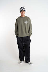 Crews: HUFFER Men's Saturday Crew/Grid - Khaki
