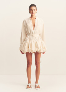 Shona Joy: SHONA JOY Jasper Bubble Shirt Mini Dress - Resin