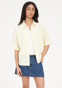 Womens: HUFFER Cruise Stripe Dad Shirt - Butter/Chalk