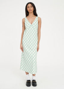 Huffer: HUFFER Celine Midi Dress - Matcha/Chalk