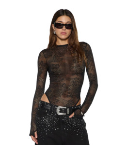 Ksubi: KSUBI Adele LS Body Suit - Black Lace