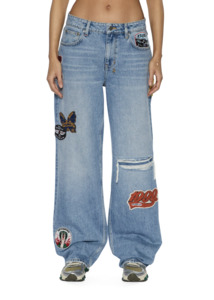 KSUBI Low Rider Horizon Patch Jeans - Denim