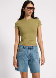 One Teaspoon: ONE TEASPOON Jackson Mid Waist Wide Leg Denim Short - Blue Crush